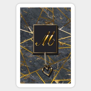 Marble Mosaic Golden Monogram M Sticker